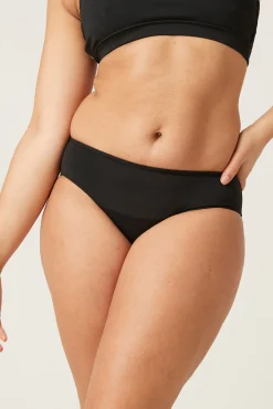 Braga bikini menstrual adolescente nailon reciclado negra absorción ligera moderada