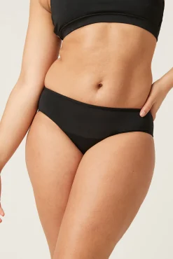 Braga bikini menstrual adolescente nailon reciclado negra absorción ligera moderada