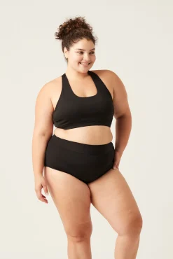 Braga bikini menstrual alta nailon reciclado negra absorción ligera moderada