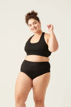 Braga bikini menstrual alta nailon reciclado negra absorción ligera moderada