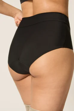 Braga bikini menstrual alta nailon reciclado negra absorción ligera moderada