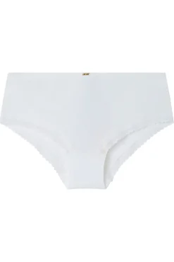 Braga boxer algodón canalé encaje marfil