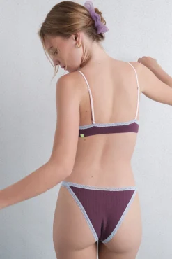 Braga brasileña seamless pointelle burgundy
