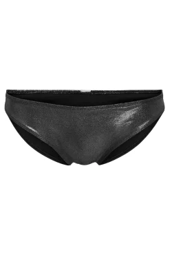 Braga de bikini brasileña negra metalizada