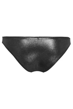 Braga de bikini brasileña negra metalizada