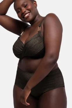 Braga de bikini midi moldeadora brillo negro
