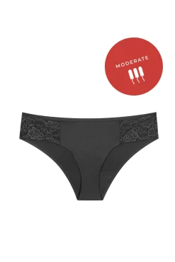 Braga menstrual bikini encaje negra – Absorción media