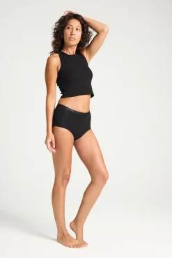 Braga menstrual clásica brief alta bambú negra absorción moderada abundante
