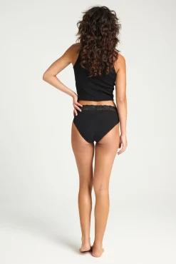 Braga menstrual encaje alta bambú negra absorción ligera moderada