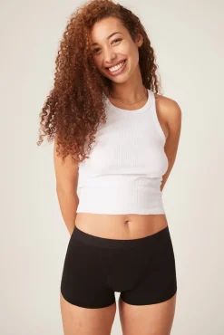 Braguita menstrual adolescente hipster boyshort algodón orgánico negra absorción Moderada Abundante