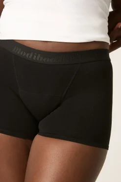 Braguita menstrual adolescente hipster boyshort algodón orgánico negra absorción maxi