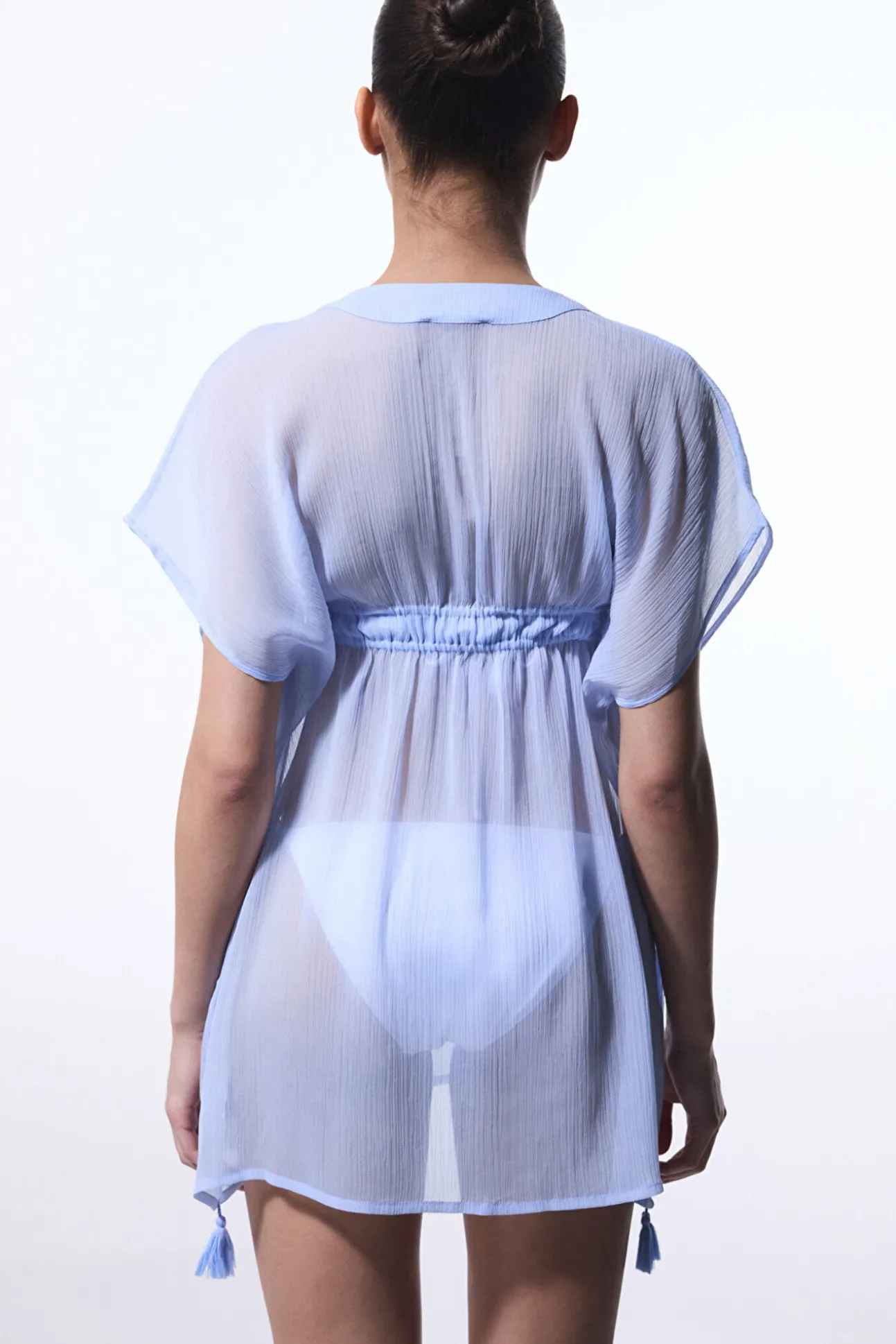 Caftan de playa corto azul