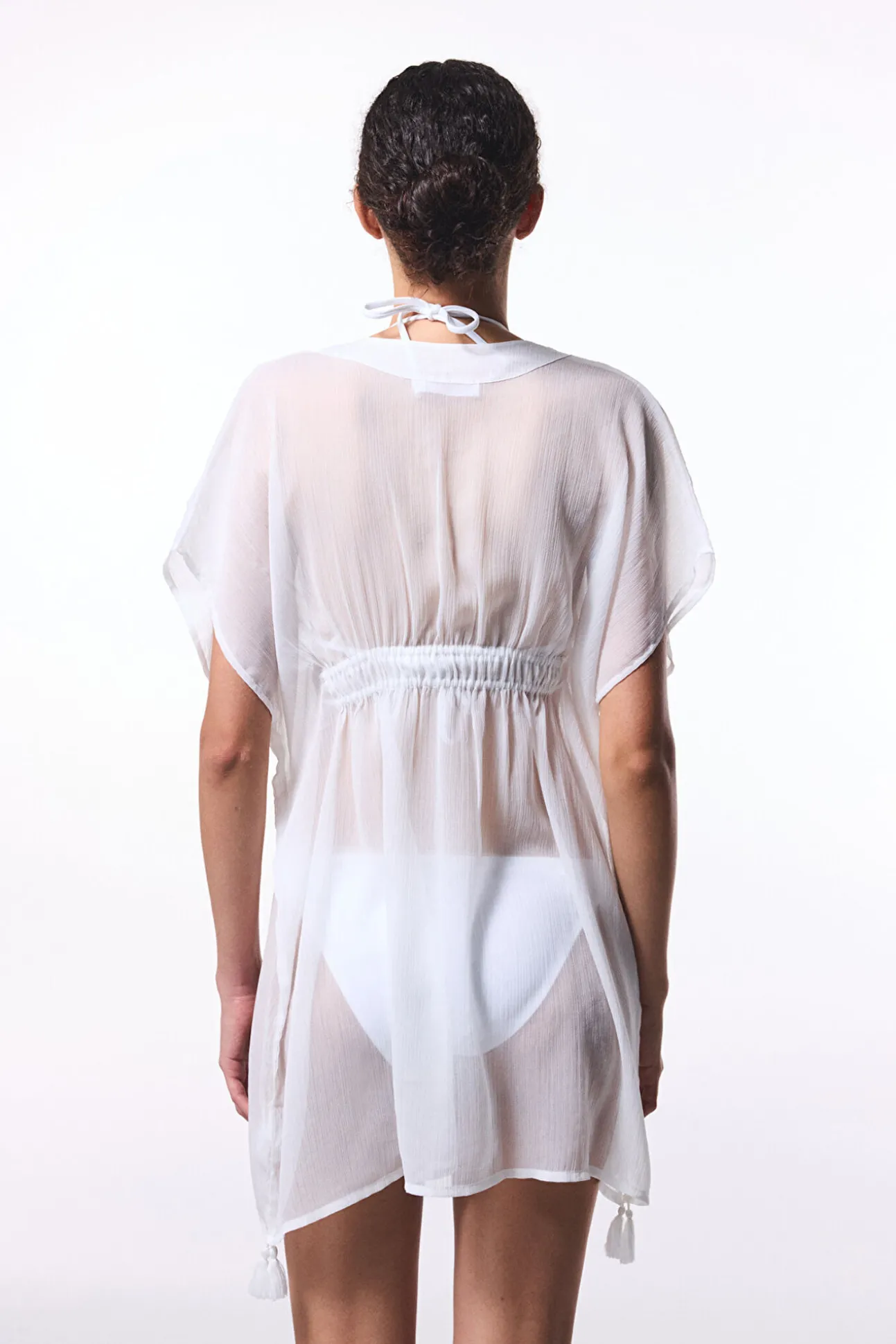 Caftan de playa corto blanco
