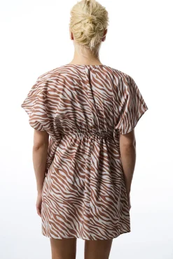 Caftan de playa print cebra marrón