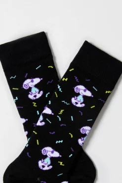Calcetines altos Besocks de Snoopy de algodón orgánico color negro
