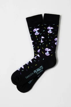 Calcetines altos Besocks de Snoopy de algodón orgánico color negro
