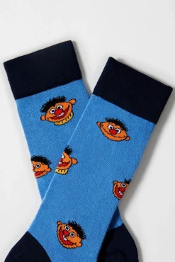 Calcetines altos Besocks de Barrio Sésamo de algodón orgánico color azul