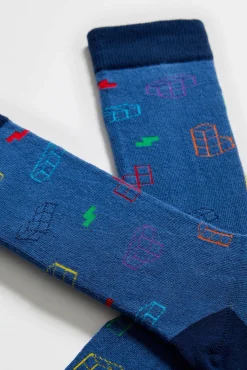 Calcetines altos Besocks de TETRIS de algodón orgánico color azul