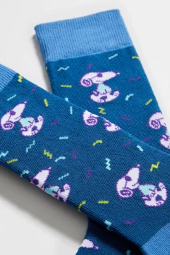 Calcetines altos Besocks de Snoopy de algodón orgánico color azul