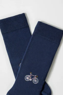 Calcetines altos print bicicleta algodón orgánico azul