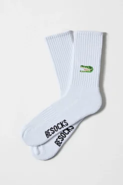 Calcetines altos print cocodrilo algodón orgánico blanco