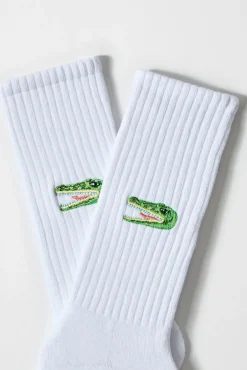 Calcetines altos print cocodrilo algodón orgánico blanco