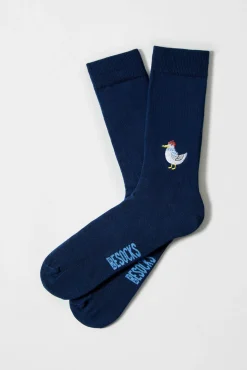 Calcetines altos print gaviota algodón orgánico azul marino