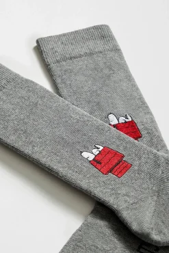 Calcetines altos SNOOPY algodón orgánico gris