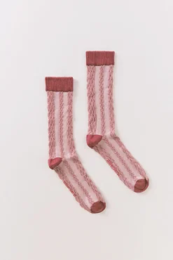 Calcetines largos trenzas rosa