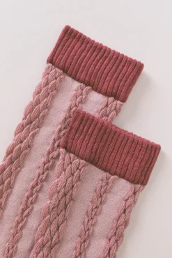 Calcetines largos trenzas rosa