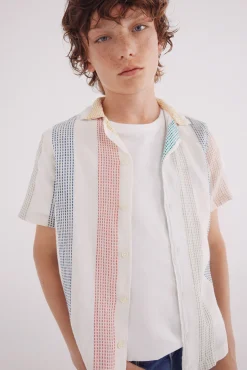 Camisa manga corta rayas niño