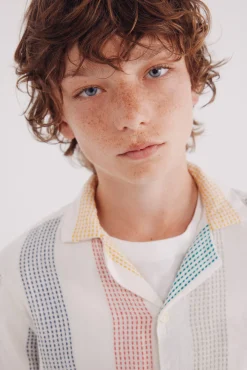 Camisa manga corta rayas niño