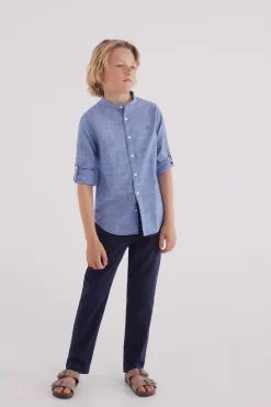 Camisa textura cuello mao niño