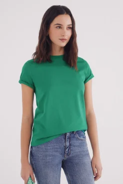 Camiseta algodón botones hombro