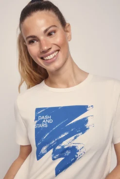 Camiseta algodón pincelada azul
