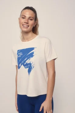 Camiseta algodón pincelada azul