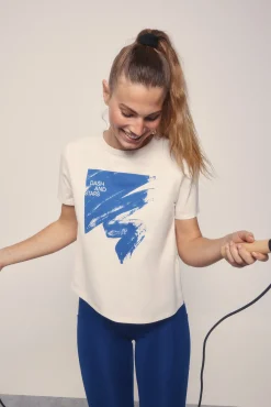 Camiseta algodón pincelada azul