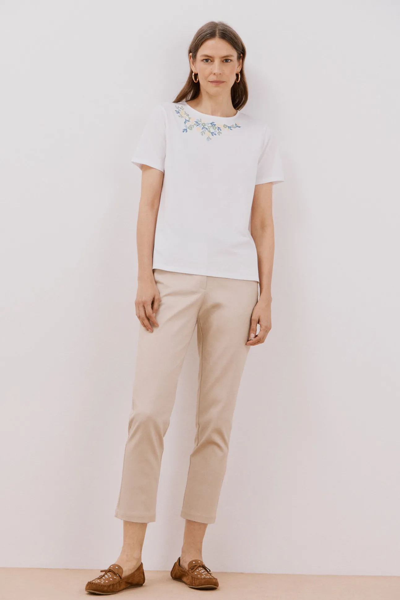 Camiseta bordado floral