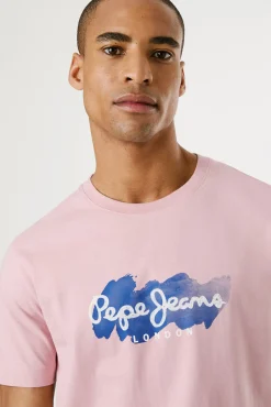 Camiseta de manga corta con logo y estampado frontal.