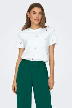 Camiseta de manga corta detalle bordados