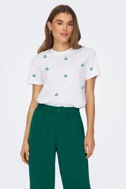 Camiseta de manga corta detalle bordados