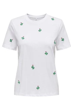 Camiseta de manga corta detalle bordados