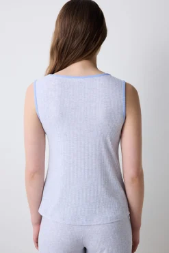 Camiseta de pijama sin mangas gris estampada