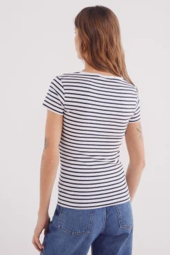 Camiseta escote redondo canalé