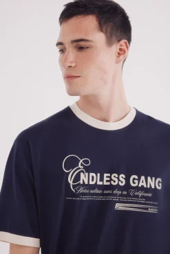 Camiseta gang rib contraste