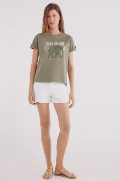 Camiseta gráfica manga botón