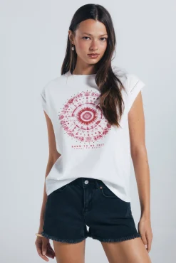 Camiseta gráfica étnica mangas lace