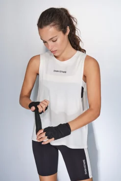 Camiseta halter sin mangas algodón blanca