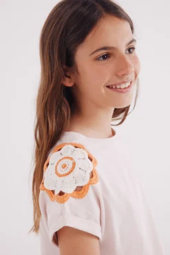 Camiseta hombros crochet niña