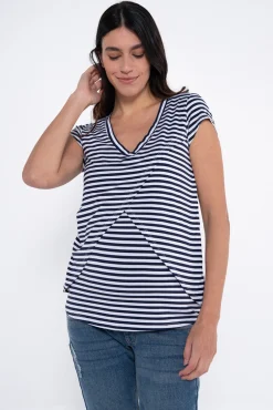 Camiseta lactancia cruzada de rayas